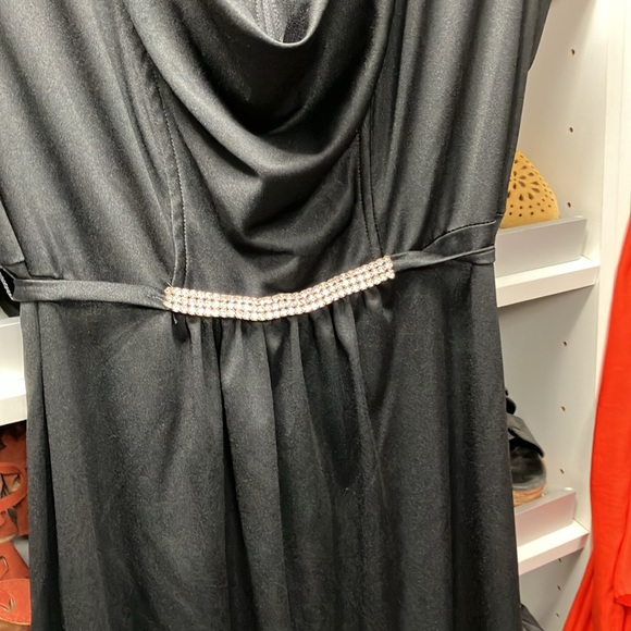 Vintage 70s 80s elegant formal wear black dress rhinestone belt - Picture 4 of 6